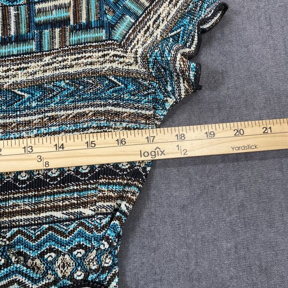 Notations Petite Wrap-Style Top Blouse Buckle Geometric Print Womens Size PL - Picture 9 of 9